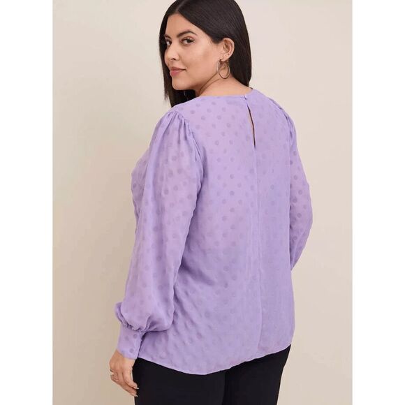 Torrid Bougainvillea Lavender Chiffon Polka Dot Puff Sleeve Top 3X 3 NWT - Picture 8 of 10